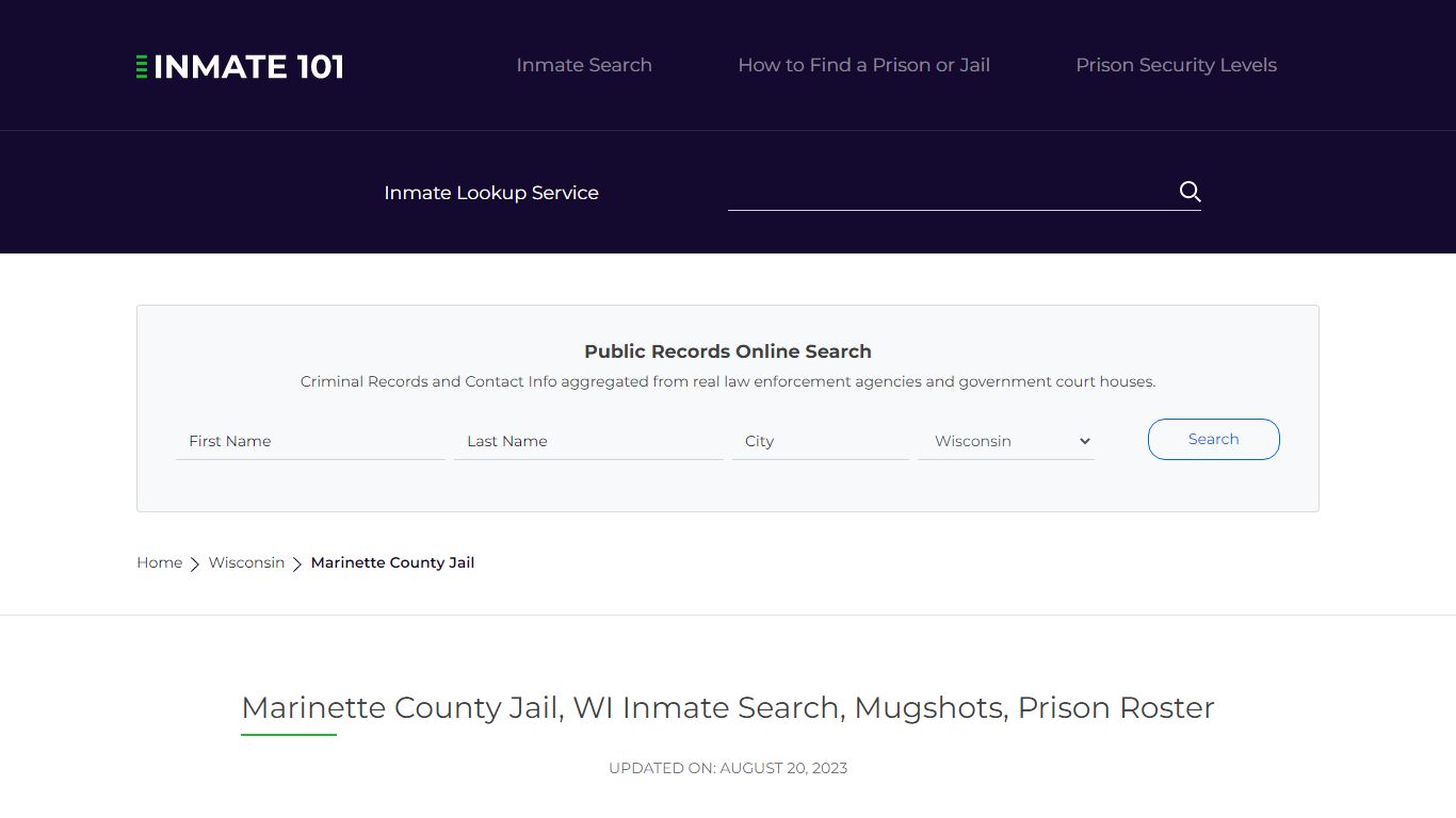 Marinette County Jail, WI Inmate Search, Mugshots, Prison Roster